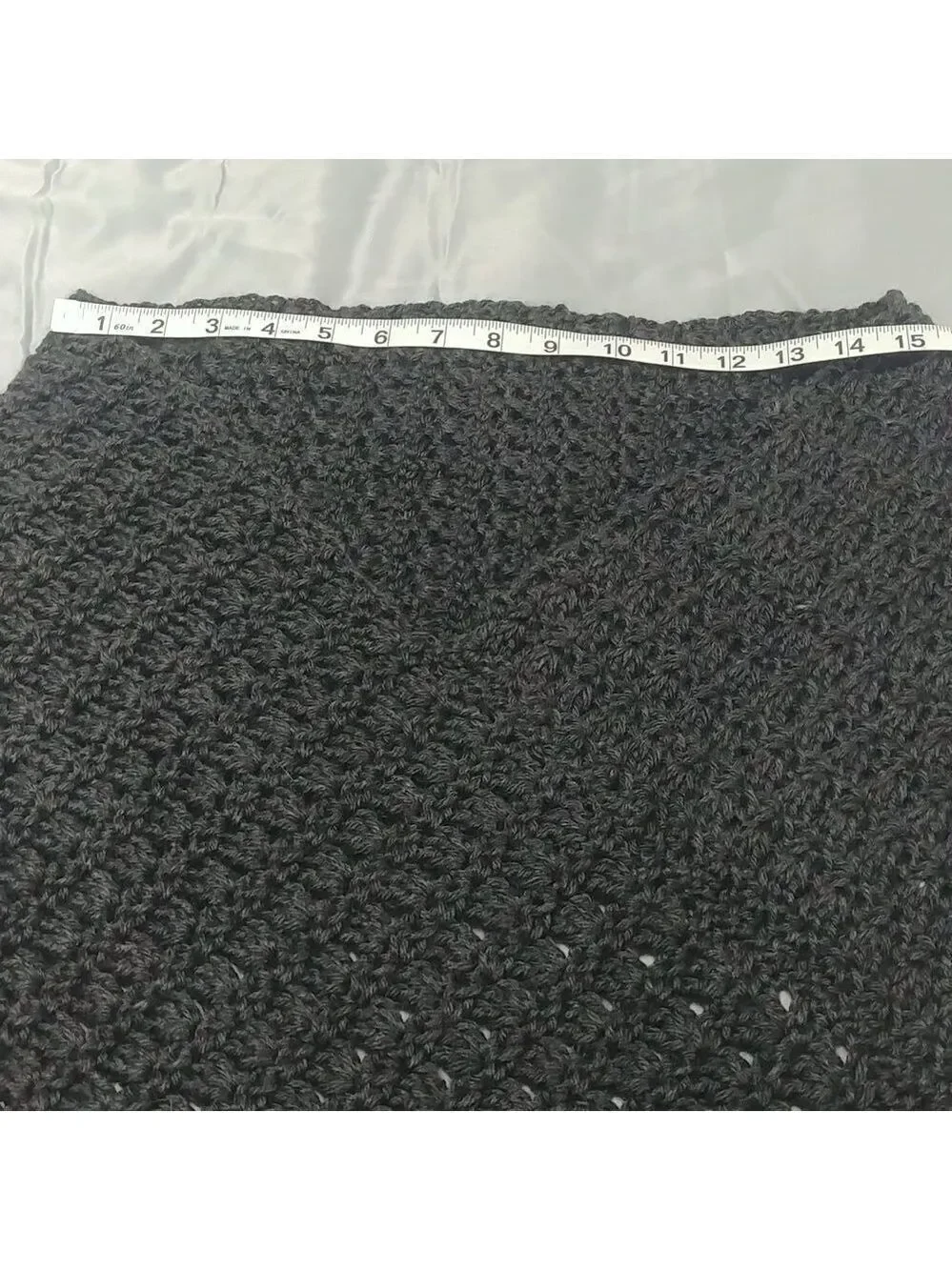 Handmade Crocheted Warm Simple Dark Grey Poncho S/M